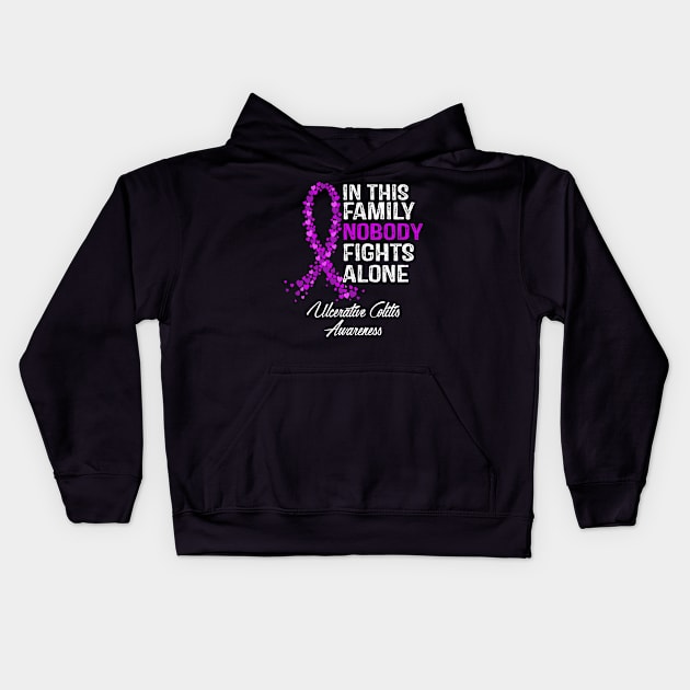 Ulcerative Colitis Awareness In This Family Nobody Fights Alone Kids Hoodie by StoreForU